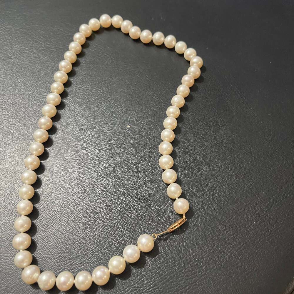 Elegant Vintage Freshwater Pearl Strand Necklace with 14K Gold Clasp